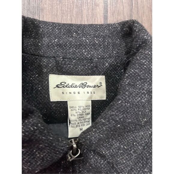 Eddie Bauer Wool Blended Full Zip-Up Collared Jacket Black Size M Classic Speckl - Picture 8 of 10